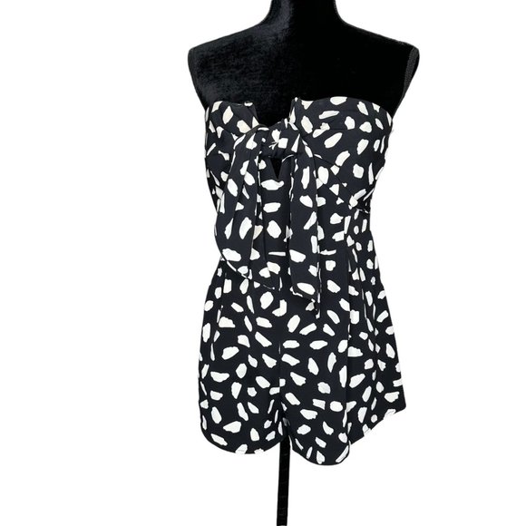 The Impeccable Pig Romper Womens Size Large Strapless Black Cream - Picture 1 of 14